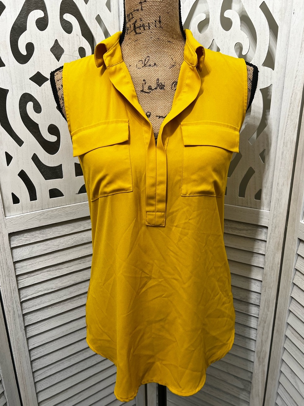 Anne Taylor Loft Yellow Sleeveless Blouse
